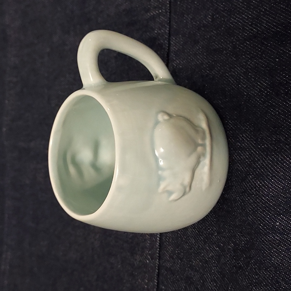 Craft California Nursery Cup Green Blue Duck Piggy Retro Baby Dishware Vintage